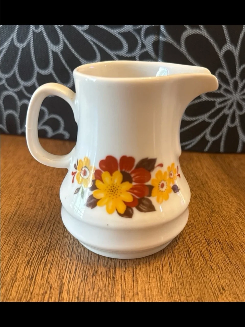 Pfaltzgraff Creamer and Sugar Set with Yellow and Brown Floral Pattern